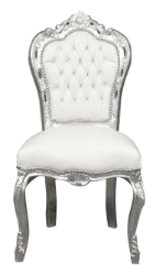 Chaise baroque blanche argent